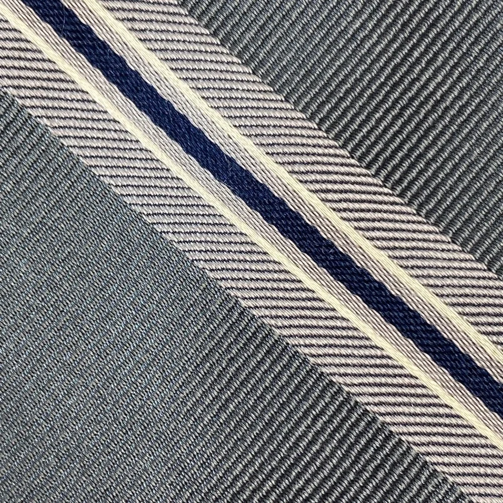 FAÇONNABLE Faconnable Men’s Silk Tie Necktie Diagonal Stripes Gray Blue White - Picture 6 of 6